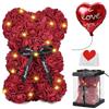 Touloube Regalo per Natale,Orso Rosa Regali Rose Teddy Bear con luci,Cute Flower Bear,Regali di compleanno di San Valentino di Natale per Ragazza con Confezione Regalo Trasparente e Biglietto d'amore