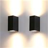HLFVLITE Lampada da Parete per Interni/Esterno, Applique da Parete Up Down Moderno Applique da Esterno IP44 Impermeabile, Lampada a Muro in Alluminio Nera