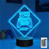 YuanDian Gamer Zone - Luce notturna per gamepad videogiochi grafici gamer regalo divertente Lampada illusione 3D in 16 colori che cambiano timer e telecomando per uomini, ragazzi