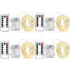 BXROIU 4 x 50 LEDs Stringa Luci a Batteria,Catene Luminose Filo d'Argento 5M,8Modalità,Timer e Telecomando,per Interni ed Esterni,Feste,Matrimoni,Giardino e Decorazione Natalizia(Bianco Caldo)