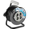 Electraline 20867018F - Prolunga elettrica 25 m, con avvolgitore, 4 prese, 16 A, sezione 3G1,5 mm², colore: Grigio