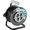 Electraline 20867017G - Prolunga elettrica 30 m, con avvolgitore a 4 prese, 16 A, sezione 3G1,5 mm², colore: Grigio