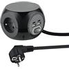 Electraline 35441 Mini Cube con 4 porte USB 3.4A (2 tipo A + 2 tipo C), blocco 3 prese con interruttore, prolunga multipresa 3M