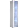 MB Muebles Bonitos, Vetrina Pensile Luke V5, LED, Melamina, Finitura Lucida, Bianco, 40x165x29cm