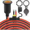 CERRXIAN 12V/24V Prolunga per presa accendisigari a filettatura fissa, cavo di ricambio per presa accendisigari femmina impermeabile 20A 13AWG - 2M