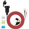 GUNGY Presa Accendisigari con Cavo Prolunga 3 Metro 14AWG Presa Accendisigari Auto 12V/24V DC Impermeabile Installabile con 20A Fusibile per Auto Barca Moto