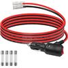 GELRHONR Spina maschio di ricambio per accendisigari da 12 V con cavi e luce LED, cavo di prolunga per accendisigari auto da 16 AWG, con pulsante interruttore e fusibile da 15 A, cavo resistente (1 m)
