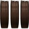 She Easy20 Extension 100% Made in Italy, Applicazione Veloce e Facile a Clip - Set da 3 Pezzi Capelli Veri Lisci - Castano Scuro