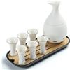 TEANAGOO Set di sake giapponese, caraffa di sake (170 ml) con 6 tazze di sake (25 m) per alcolici giapponesi caldi o freddi con vassoio Bambo di servizio Set regalo 10 pezzi/Set, T6