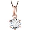 JewelryPalace 0.5ct Collana Solitario Donna Argento 925 con Creato Moissanite, Collana Ciondolo Pietra a Taglio Rotondo con Catena Maglia 45cm, Collane Pendenti in Oro Rosa Set Gioielli Donna