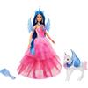 Barbie - Barbie Unicorno, bambola celebrativa del 65° anniversario con abito rosa e capelli blu, cucciolo di liocorno, ali di zaffiro e accessori inclusi, giocattolo per bambini, 3+ anni, HRR16