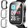 iVoler 3 Pezzi Cover con Vetro Temperato per Xiaomi Redmi Watch 3 Active (Non per Redmi Watch 3), Copertura Completa Custodia Rigida PC, Pellicola Protettiva Anti-Graffio Case, 2 Trasparente + 1 Nero