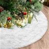 Dremisland Gonna Grande Albero di Natale,90cm Finta Pelliccia Albero di Gonna Bianco e Argento Fiocchi di Neve Rami di Vite Tappetino per albero di Natale Coperta Ornamenti Natalizi Decorazione Casa