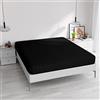Italian Bed Linen Lenzuolo Sotto con Angoli Matrimoniale Maxi, Microfibra, Made in Italy, Lenzuola 180x200 con angolo 35cm, Nero