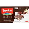 Loacker, Classic Cocoa & Milk Multipack, Wafer Classico con 3 Strati di Cialde al Cacao Farcite con Crema al Latte Alpino, Merenda e Snack, Formato Convenienza, 1 Confezione da 4 Wafer da 45g