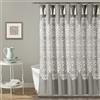 Lush Decor Tenda da doccia in tessuto bohémien con medaglione, stampa damascata con nappe, 183 x 183 cm, grigio