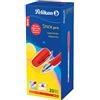 Pelikan 912329 Penna a Sfera Stick Pro Rosso con Impugnatura Soft in Gomma e Inchiostro Scorrevole, Confezione da 20 Pezzi