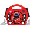 Lexibook, Miraculous Ladybug Chat Noir, Lettore CD con 2 microfoni integrati, Funzione di programmazione, Jack per cuffie, per i bambini, AC o batterie, Rosso/Nero, RCDK100MI