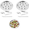 TINGWEN 2 set Piatto per conchiglie in argento Vassoio di lumache con 12 fori Piatto In Acciaio Inox Con Pinza e Forchetta Riutilizzabile Piatti da Ø 19 cm Per Cucina Ristorante Occidentale Piatto Di Mare