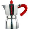 BIB Granchef Caffettiera in Alluminio 3 Tazze, Moka Caffe Espresso con il Manico e il Pomelo Rosso (3 TAZZE)