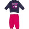 givova - Tuta sportiva invernale Baby in Cotone felpato, felpa manica lunga con rouches e girocollo, pantalone elasticizzato, disponibile nella variante blu e rosa (Blu, 12 mesi)