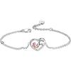 YFN Bracciale da donna in argento Sterling con cavalli, regolabile in oro rosa, da 8,5 pollici, 8.5 inch, Argento sterling, Zirconia cubica