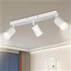 Kambo Bianco Faretti LED Soffitto Orientabili - Faretti da Soffitto con 3 Luci- Faretto Soffitto GU10 - Moderna Lampadario Soffitto - Faretti da Parete Interno Soggiorno - Senza Lampadina