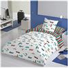 COTTON ARTean Copripiumino per bambini/ragazzi, reversibile, AVIONCITOS per letto da 90 (150 cm di larghezza x 260 cm di lunghezza).