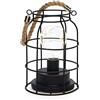 Konstsmide Lampada a batteria/lanterna a filo con micro luci LED/maniglia in corda/lampada nera/timer 6 ore/3 batterie AA (escl.) / 9 luci a LED bianco caldo