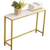 loglus Tavolo consolle per ingresso, finto marmo MDF divano tavolo con cornice dorata per soggiorno ufficio