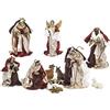 PABEN Set Natività Presepe Completo 10 Personaggi in Resina Stoffa cm. 15