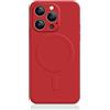 Mixroom - Custodia Cover per iPhone 15 PRO in TPU Silicone Morbido Compatibile con MagSafe Accessori con Cerchio Magnetico Integrato Rosso