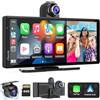CARPURIDE W903=903-L Console Multimediale Portatile Carplay e Android Auto Smart con Videocamera Anteriore e di Backup da 4K, Registrazione in Loop, Audio Bluetooth, Mirror Link, GPS, Siri