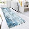 JURLEA Tappeto per corridoio Tappeto antiscivolo per corridoi cucina e soggiorno Non perde è lavabile e leggero (80 x 200 cm, Crema/Blu)