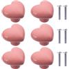 NAKUPENDA 6Pcs Manopole per Mobili Pomelli per Cassetti in Ceramica a Forma di Cuore Pomello in Ceramica per Cassetto Cameretta Maniglie Delle Porte Armadi (Rosso)