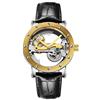 Haonb Orologi Da Polso,Orologio Automatico Scheletro Rovesciato, Cassa In Oro Nero