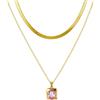 YONVUN Collana ciondolo Girocollo a strati separati | 18k oro placcato serpente spina di pesce piatto impilabile catena rettangolo pietra preziosa cristallo zircone collana dainty gioielli set regalo