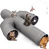 Ownpets Tunnel per gatti, a forma di cactus, con robusto tessuto Oxford, pieghevole e resistente agli strappi, con uscite multiple, palla sospesa e bacchetta teaser, diametro 25 cm