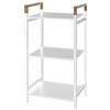 eacommerce Scaffale e Ripiani per Bagno in Acciaio Colore Nero Opaco e Bambù 40x30x78H cm (Bianco)