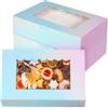 AWCIGG Scatola per Dolci da 20 Pezzi, Scatola Confezione Regalo con Finestra Trasparente, 21,5 x 14 x 5,1 cm, Scatole per Dolci, Torte, Biscotti, Pasticceria, Muffin, Colore Sfumato