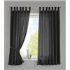 Gardinenbox Set di 2 Tende con Passanti Nastro Arricciato Opaco in Micro Raso Traslucido, Tinta Unita Opaca, Poliestere, Nero, HxB 175x140 cm