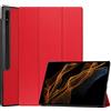 QINOUK Custodia per Samsung Galaxy Tab S9 Ultra, [Funzione Stand] Smart Cover con Auto Sleep Wake, Custodia Protettiva in PU e PC Antigraffio, per Samsung Galaxy Tab S9 Ultra-Rosso