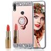 COTDINFORCA Mirror Makeup for Xiaomi Redmi Note 7 Custodia TPU Suitable for Girls Slim Bling Crystal Diamond Glitter Phone Cover per Redmi Note 7 PRO Ring Mirror Rose Gold.