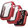 JETech Cover con Pellicola Protettiva per Apple Watch SE (2022/2020) /Series 6 5 4 44 mm, Custodia Protettiva Complessiva, Pellicola Integrata in Vetro Temperato, 2 Pezzi (Rosso)