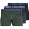 Jack & Jones Jaccarlos Trunks, Confezione da 3 Boxer a Pantaloncino, Black/Pack: Dark Sapphire Melange - Mountain View, L Uomo