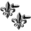 COOLMETALJACKET Gemelli con fiori di giglio nero,Gemelli classico ed elegante,Regalo camicia da sposa per uomo,Accessori Uomo Design,Maniche Moschettiere Francese Lusso Compleanno, mm, Acciaio inossidabile, Nessuno