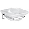 GEDY | Portasapone Colorado, Porta Saponetta in Acciaio Inox, Cromall e Vetro Satinato, Fissabile con Viti Incluse o Colla, Peso Supportato 7 kg, Cromato, 5x10x12,5cm