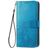 AMWEI Leather Folio Cover per ZTE Blade A72 5G, Trifoglio Fortunato Custodia in Pelle PU Magnetica Libro Flip Portafoglio Case con [Funzione Stand]. Blu