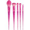 Moda Royal & Langnickel - Set di 5 pennelli da trucco Mythical Wild, comprensivo di pennelli per fard, complessità, ombreggiatura a cupola, piega e angolare, rosa