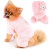 PAIDEFUL Pigiama morbido in pile per cani di piccola taglia, con 4 zampe, tinta unita, pullover per animali domestici, caldo cappotto autunnale invernale per cani, costume per gatti, anello a D, rosa,